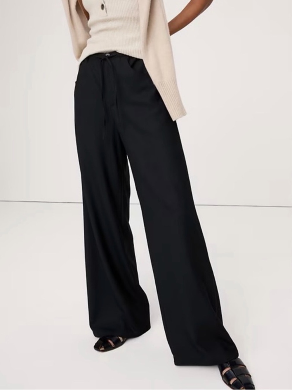 Banana Republic | Black Wool Wide-Leg Pants